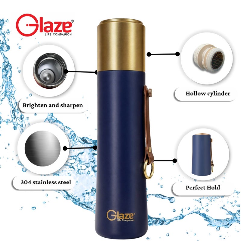 Glaze Water Bottle 304 Stainless Steel Vacuum Insulated Hot & Cold Leak-Proof 500ml Blue - Image 5